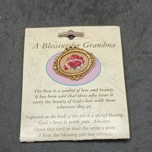 Gold and Pink Floral Brooch